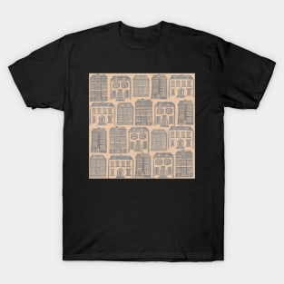 Little Houses in Grey and Peach T-Shirt